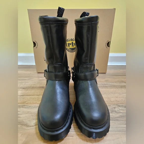 Dr. Martens ANISTONE HI LEATHER BIKER BOOTS - Picture 2 of 12